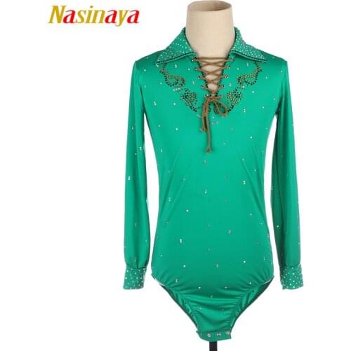 Nasinaya Boys Man Figure Skating Performance Clothing Customized Competition Ice Skating Leotard Kids Gymnastics Malachite Green
