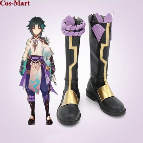 The High Quality Goods Game Genshin Impact Xiao Shoes Cosplay Universal Fashion Combat Boot Unisex Role Play Used 35-48 Size
