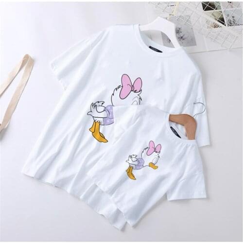 Daisy Duck Printed Family T Shirt Summer Short Sleeve Cartoon Cute Tshirts Family Matching Clothes Tee Shirts Graphic Tops