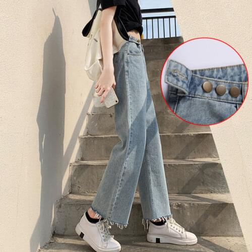 Woman Jeans Pants High Waist Straight Jeans For Women Baggy Pants Women Raw-Cut Ankle-Length Pantalones Vaqueros Mujer
