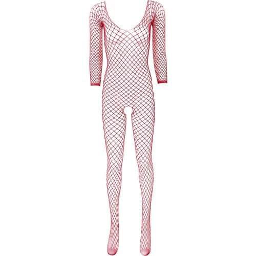 Women Transparent Fishnet Sexy Lingerie Crotchless Closed Toes Stretchy Full Body Pantyhose Tights Stocking Hollow Out Bodysuit