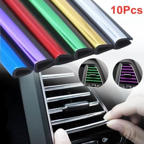 10Pcs/Set Universal Car Air Conditioner Outlet Decoration U Shape Interior Moulding Trim Strips Car Styling Accessories