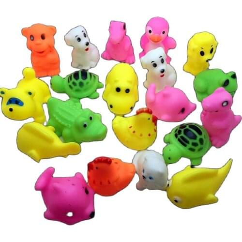 20pcs/lot Lovely Squeaky Rubber animal Bath Toys Children Water Swimming squeeze-sounding dabbling toys
