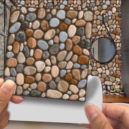 20 Pcs Waterproof DIY Retro Pebble Imitation Leather Tile Sticker Wall Stickers Living Room Bathroom Decoration Home Decor
