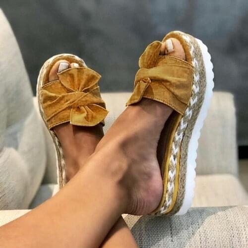 2020Summer Women Sandals Platform Sandals Shoes Women Bow Sandals Slipper Indoor Outdoor Flip-flops Beach Shoes Female Slippers