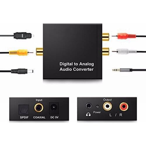 3.5MM RCA Digital to Analog Audio Converter Amplifier Decoder Optical Fiber Toslink Coaxial USB DAC Amplifiers Spdif Stereo