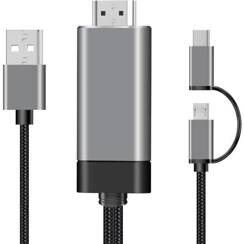 LD29 3 in 1, Micro USB + Type-C / USB-C to HD-MI + USB Andriod OS 1080P HDTV Dongle Cable, Plug and Play, No delay