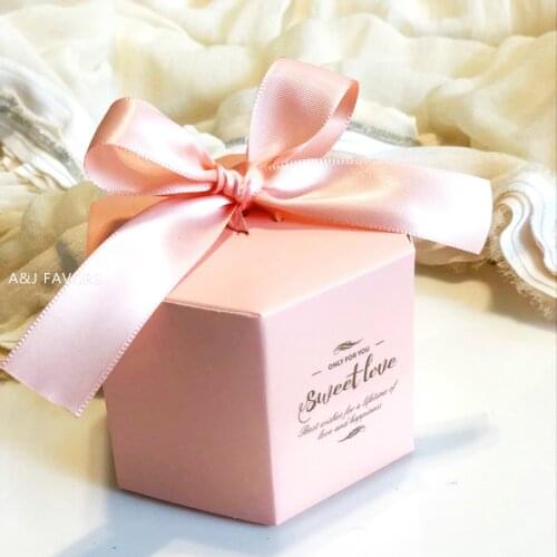 50pcs lot Pink Blue red purple Anniversary personalized wedding party favor holder gift boxes custom candy box for guests