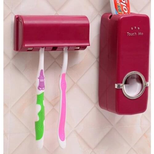 Automatic Toothpaste Dispenser Set Wall Mounted Toothbrush Holder Storage Rack Bathroom Accessories Set Squeezer