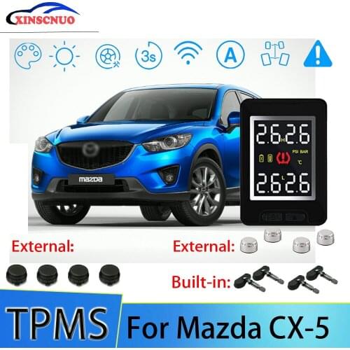 XINSCNUO Car Electronics Wireless For Mazda CX-5 TPMS Tire Pressure Monitoring System Sensor LCD Displa