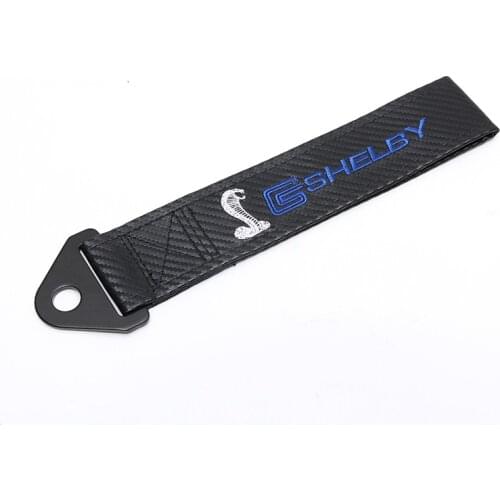 Carbon fiber cloth Trailer Tow Rope Belt for SHELBY emblem Car Front bumper RACING decoration for Ford MUSTANG accessories