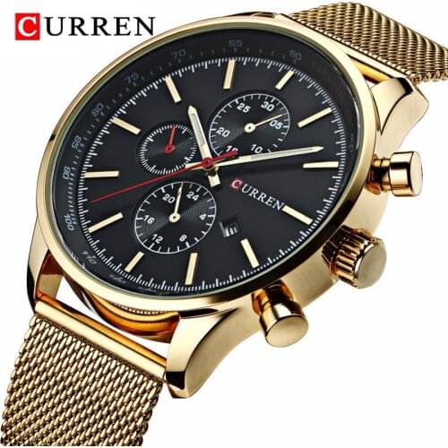 Fashion CURREN Watches Mens Top Brand Luxury Chronograph Stainless Steel Quartz Watch Men Clock Male Wristwatch relojes hombre