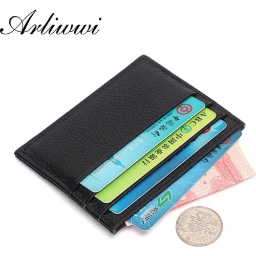 Arliwwi Candy Color 100% Genuine Cow Leather ID Card Holder Bank Credit Card Multi Slot Slim Card Case GH01
