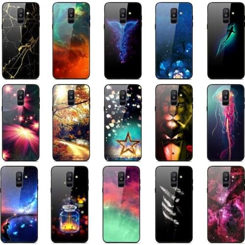 Phone Case For Samsung Galaxy A6 2018 Glass Case Silicone Bumper Cover for Galaxy A6+ A6 Plus Tempered Glass Case Cover Shell