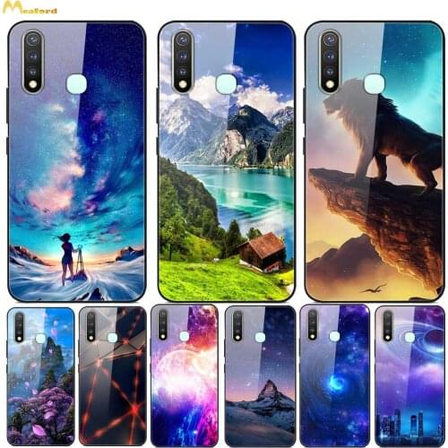 Case For Vivo Y19 Phone Cover 1915 Tempered Glass+Silicone Printing Capa Fundas 6.53" For Vivo Y5S Y19 Y 19 Cases Back Protector