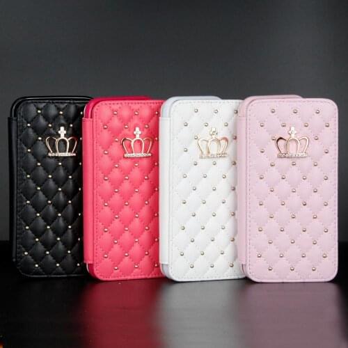 Crown Glitter For Samsung Galaxy S20 S10 S8 S9 Plus S7 Edge S20 Ultra Case Leather Wallet Queen Case Flip Cover Mobile Phone Bag