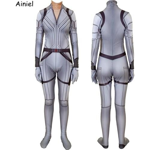 Black Widow Costume Cosplay Black Widow Natasha Romanoff White Zentai Super Heroes Bodysuit Suit Jumpsuits Women Kids