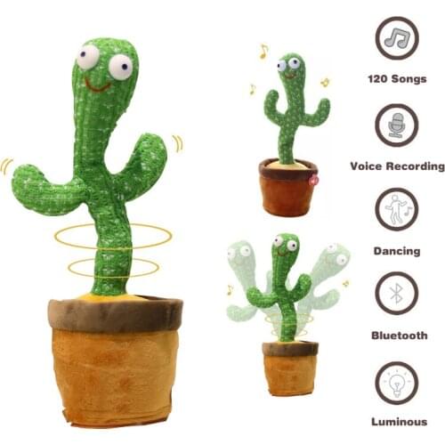 Kids Plush Dancing Cactus Toy Electronic Shake Dance With Music Song Light Recording Bluetooth Speaker Childhood Education Gift