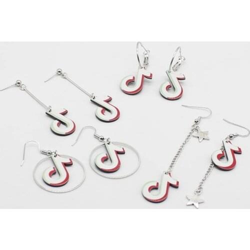 Fashion long star acrylic music note round music earrings girls party asymmetrical personality jewelry