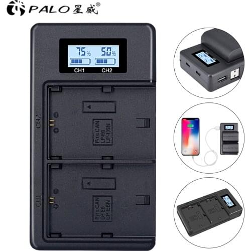 LP-E6 LPE6 LP E6 E6N Battery Charger LCD Dual Charger For Canon EOS 5DS R 5D Mark II 5D Mark III 6D 7D 80D EOS 5DS R Camera