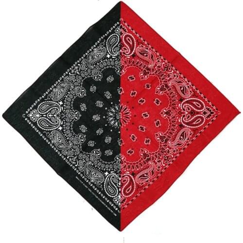 Bohemian Paisley Floral Double Color Block 50x50CM Unisex Cotton Pocket Square Scarf Headband Bandana Hip-Hop Wristband Neck Tie
