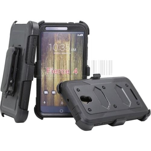 Dual Layer Heavy Duty Hybrid Armor Case Holster Belt Clip 360 Degree Kickstand Shockproof Hard Coque Cover For Alcatel Fierce 4