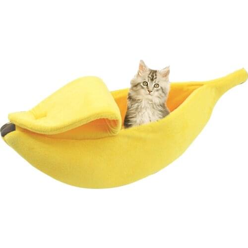 Breathable Banana Cat Bed Fluffy Warm Pet Dog House Mat Funny Cozy Sleeping Kennel Doggy Puppy Cushion Basket Pet Supplies