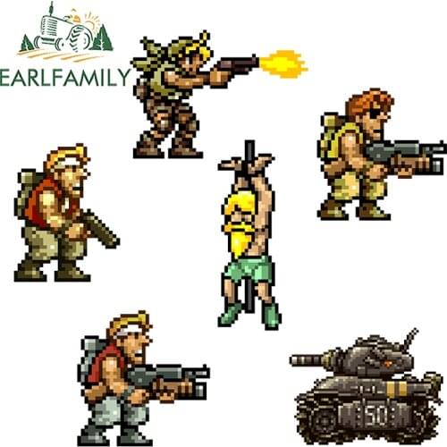 EARLFAMILY 13cm x 10cm for Metal Slug Waterproof Car Stickers Vinyl Window Trunk Decoration Occlusion Scratch Windshield Decal