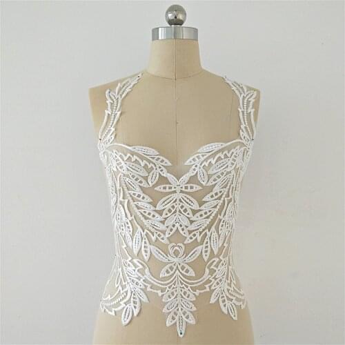 French Lace Wedding Dress Applique DIY Bridal Headdress Ivory Lace Collar Lace Fabric Patch