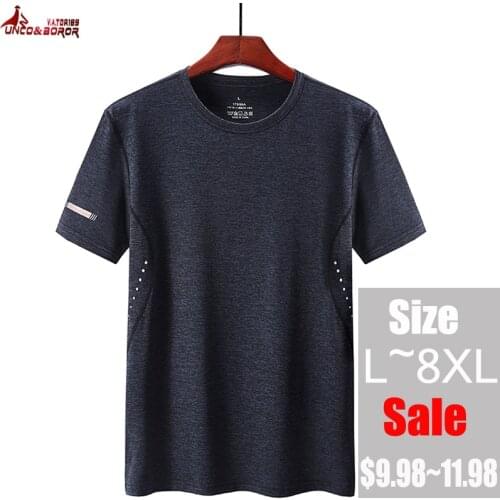Oversize T Shirt Men 6XL 7XL 8XL Sportswear Fitness Quick Dry Gym Sports Running T-shirts Summer Tee Breathable Tshirt Clothes