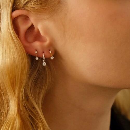 Ins stacking mini 925 silver shiny small earrings, ear buckles, sleep without picking zircon small earrings, simple temperament