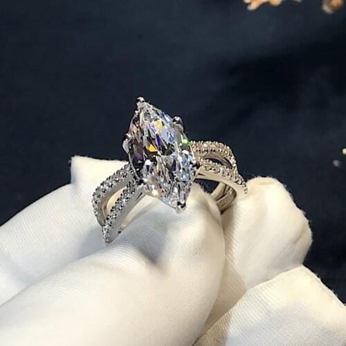 Elegant Marquise cut 3ct Lab Diamond Ring 925 sterling silver Bijou Engagement Wedding band Rings for Women Bridal Party Jewelry