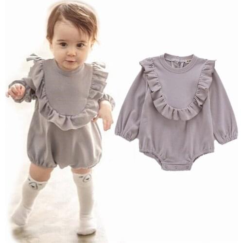 Newborn Infant Baby Girls Boys Romper Ruffles lace long sleeve Infant Bodysuit for Toddler Baby Overalls cotton Children Outfits
