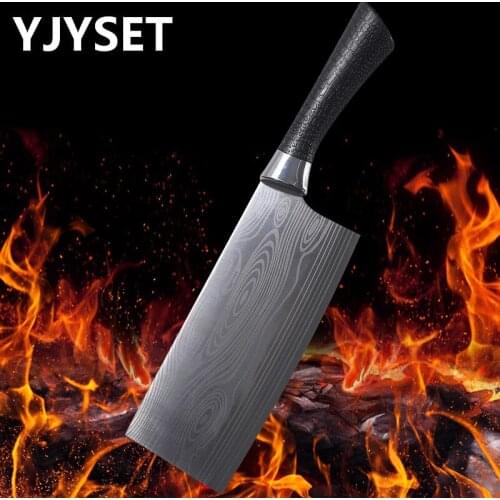 Stainless Steel Knife Kitchen Knife 3Cr13 Cleaver Knife Chef Slicing Knives Laser Damascus Vein Cooking Knife Comfortable Handle