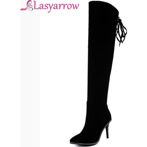 Lasyarrow 2018 Women Boots Thigh High Boots brand Wearing Simple Style Sexy Over the Knee Boots High Heels Shoes Woman F333