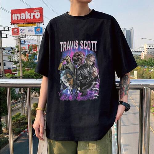 Hot Sale Oversize Shirt Travis Scott T-shirt Fashion Print Unisex Wear Novelty Style Streetwear New Summer Hip Hop Tops T-Shirts