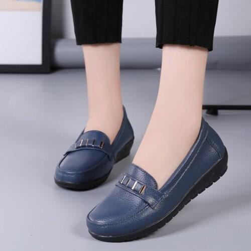 Women shoes genuine leather loafers non-slip solid color casual shoes ladies 2021 new fashion flats woman shoes