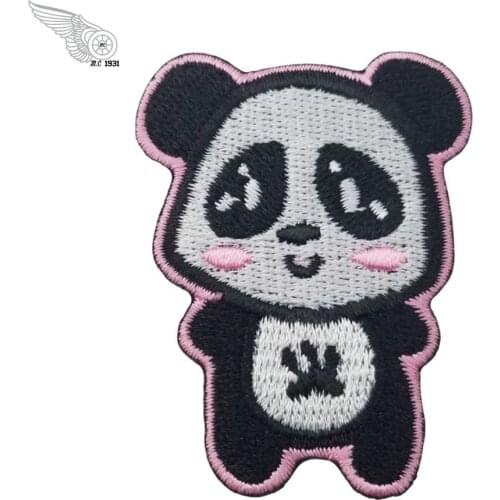 Cartoon Chinese panda patch embroidered cut anmimal mini applique kids girls front chest size badge patches for clothing jacket