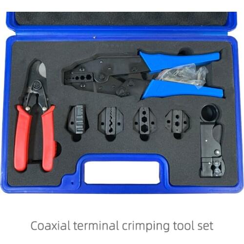 Coaxial Terminal Crimping Tool Kit Stripping Cutting Combined Tool Set For RG58 59 62 Coax Cable