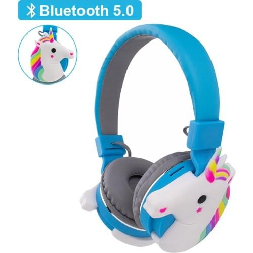 Cute Unicorn Bluetooth 5.0 Wireless Headphones with Microphone Mobiel Phone Headset Girls Music HelmetWith Mic For Kids Gift
