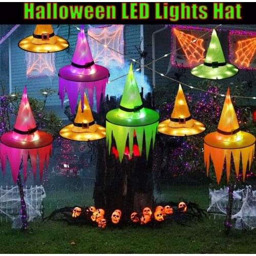 New Halloween Hats LED Light-up Witch Hats Can Be Worn on The Head or As A Pendant Witch Hat Garden Hotel Wedding Decoration