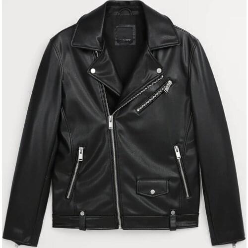 The new 2020 men handsome The locomotive leather The jacket coat More zip Artificial leather The jacket