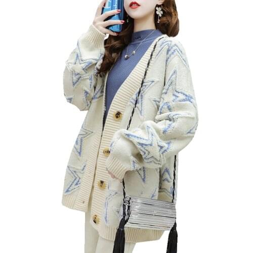 New Autumn and winter long sweater cardigan women lazy wind loose Korean thick warm net red sweaters cardigan jacket women