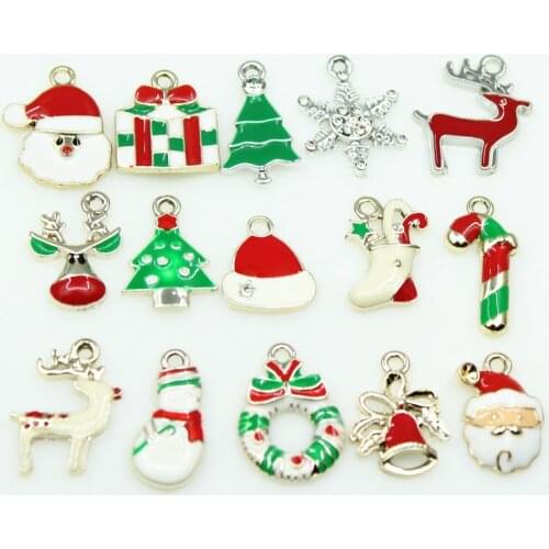 Wholesale mix 20pcs Christmas charm dangle charms hole christmal charms diy bracelet&bangle jewelry accessory hanging charm