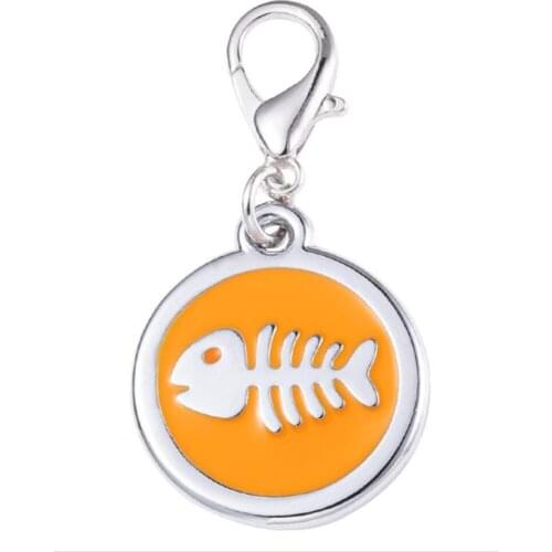 Blank Circle Pet ID Tags Dog Cat Name Tags 100pcs/lot wholesale Zinc Alloy Fish-bone Cat Pendants