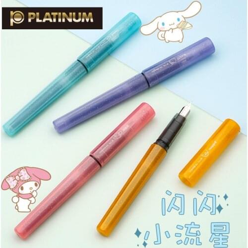 1PC Japan PLATINUM Meteor Fountain Pen Limited F Tip Clear Calligraphy Ink Pen With Box Kitty Melody Kawaii Stationery Gift