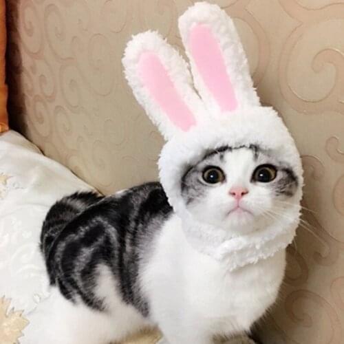 Funny Pet Dog Cat Cap Costume Warm Rabbit Hat New Year Party Christmas Cosplay Accessories Photo Props Pet Headwear Cat Clothing