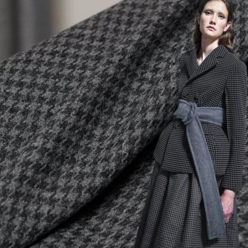 White Waxberry England Harris Grey Houndstooth Worsted Wool Fabrics 100%Wool Materials Women Jacket Sewing Cloth Freeshipping