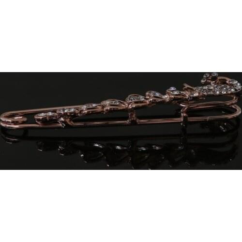 Unisex Crystal Rhinestone Metal Large Safety Pin Brooch Sweater Scarf Clip Pin