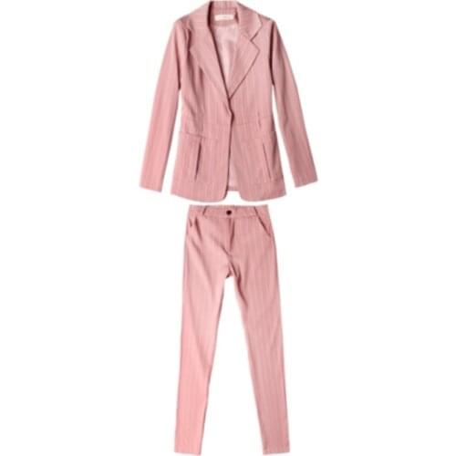 Spring and Autumn new casual womens fashion temperament suit small fragrant wind OL wear striped two-piece suit